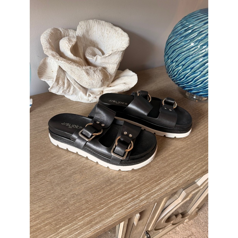 J/Slides Platform Sandals Womens Black 7.5